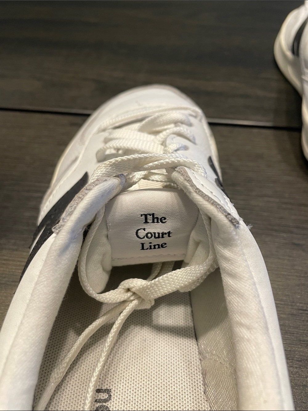 New Balance White Leather Sneakers with Black 'N' Accent - Picture 5 of 6